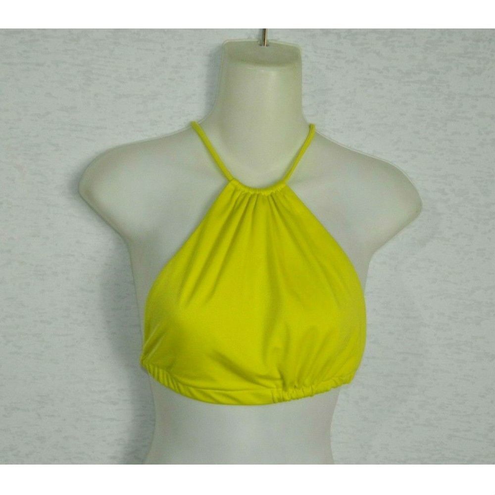 HAH‎ Bikini Yellow Swimwear Neon Halter Top Size XS